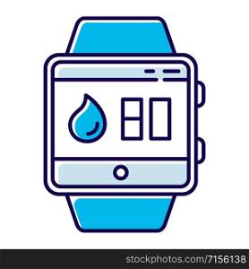 Water balance tracking smartwatch function color icon. Fitness wristband capability and wellness service. Hydration remindings and measurements. Water resistant device. Isolated vector illustration