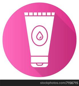 Water-based lubricant pink flat design long shadow glyph icon. Male, female product for safe sex. Healthy intercourse. Natural gel, lube. Product for intimate hygiene. Vector silhouette illustration