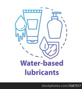 Water-based lubricants blue concept icon. Safe sex. Natural lotion. Healthy intimate relationship. Female, male healthcare idea thin line illustration. Vector isolated outline drawing