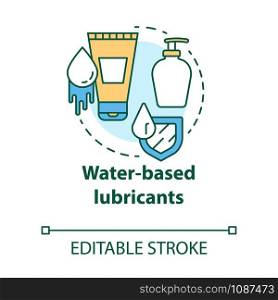 Water-based lubricants concept icon. Safe sex. Natural lotion. Healthy intimate relationship. Female, male healthcare idea thin line illustration. Vector isolated outline drawing. Editable stroke