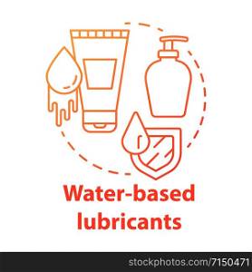 Water-based lubricants red concept icon. Safe sex. Natural lotion. Healthy intimate relationship. Female, male healthcare idea thin line illustration. Vector isolated outline drawing