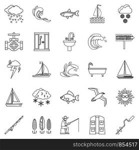 Water bewitched icons set. Outline set of 25 water bewitched vector icons for web isolated on white background. Water bewitched icons set, outline style