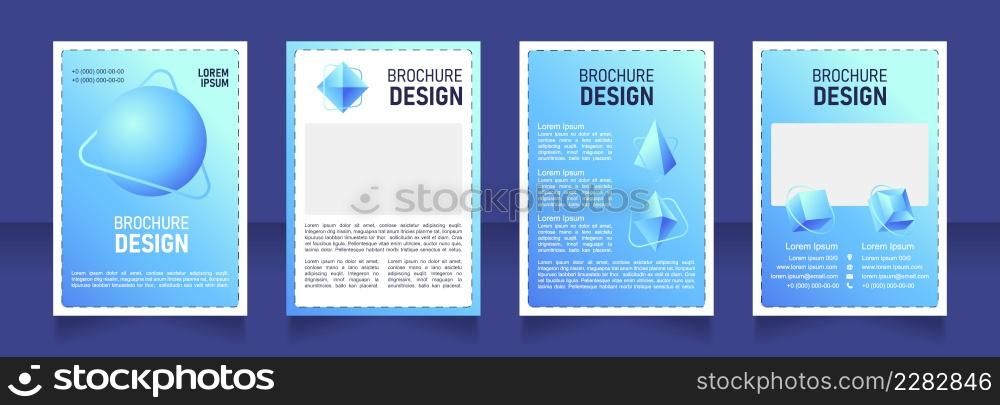 Water blank brochure design. Template set with copy space for text. Premade corporate reports collection. Editable 4 paper pages. Bahnschrift SemiLight, Bold SemiCondensed, Arial Regular fonts used. Water blank brochure design
