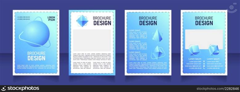 Water blank brochure design. Template set with copy space for text. Premade corporate reports collection. Editable 4 paper pages. Bahnschrift SemiLight, Bold SemiCondensed, Arial Regular fonts used. Water blank brochure design