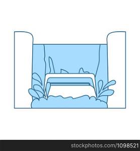 Water Boat Ride Icon. Thin Line With Blue Fill Design. Vector Illustration.