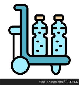 Water bottle cart icon outline vector. Cooler company. Office delivery color flat. Water bottle cart icon vector flat