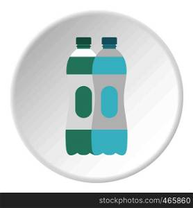 Water bottle icon in flat circle isolated on white vector illustration for web. Water bottle icon circle