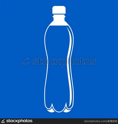 Water bottle icon white isolated on blue background vector illustration. Water bottle icon white
