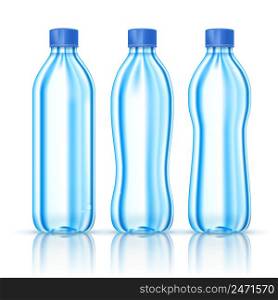Water bottles various forms isolated on white. Vector Illustration. EPS10 opacity