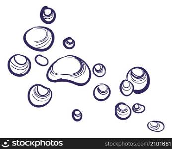 Water bubbles. Han drawn pen ink blobs isolated on white background. Water bubbles. Hand drawn pen ink blobs