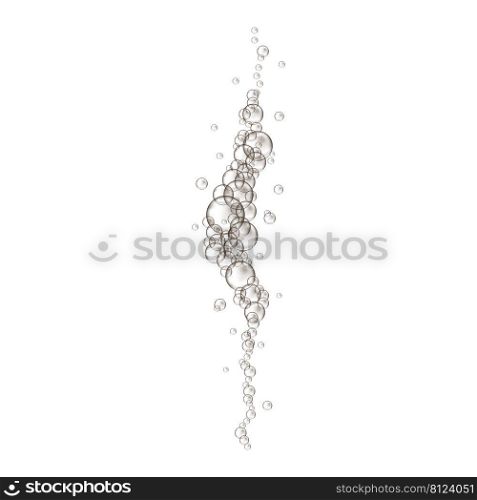 Water bubbles streaming. Fizzy carbonated drink, seltzer, beer, soda, cola, lemonade, ch&agne, sparkling wine texture isolated on white background. Vector realistic illustration.. Water bubbles streaming. Fizzy carbonated drink, seltzer, beer, soda, cola, lemonade, ch&agne, sparkling wine texture isolated on white background. Vector realistic illustration