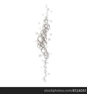 Water bubbles streaming. Fizzy carbonated drink, seltzer, beer, soda, cola, lemonade, ch&agne, sparkling wine texture isolated on white background. Vector realistic illustration.. Water bubbles streaming. Fizzy carbonated drink, seltzer, beer, soda, cola, lemonade, ch&agne, sparkling wine texture isolated on white background. Vector realistic illustration