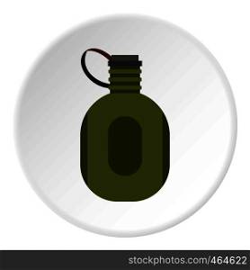 Water canteen icon in flat circle isolated vector illustration for web. Water canteen icon circle