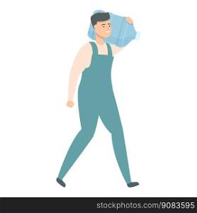 Water carry icon cartoon vector. Service delivery. Mineral cooler. Water carry icon cartoon vector. Service delivery