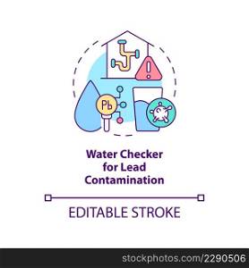 Water checker for lead contamination concept icon. Water pollution solution abstract idea thin line illustration. Isolated outline drawing. Editable stroke. Arial, Myriad Pro-Bold fonts used. Water checker for lead contamination concept icon