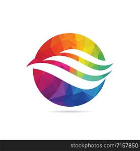 Water Club logo. Swimming or sail sport logo. Pool or spa emblem. Circle with waves vector logo design.