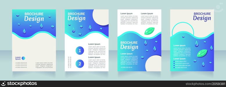 Water consumption and health blank brochure layout design. Vertical poster template set with empty copy space for text. Premade corporate reports collection. Editable flyer paper pages. Water consumption and health blank brochure layout design