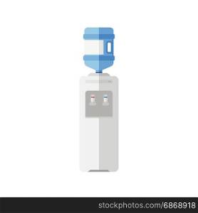 Water cooler flat icon. Vector simple illustration with white plastic cooler for water and large bottle.