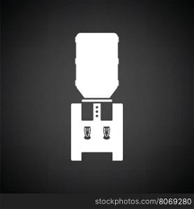 Water cooling machine. Black background with white. Vector illustration.