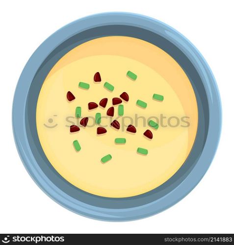 Water cream soup icon cartoon vector. Vegetable bowl. Mushroom food. Water cream soup icon cartoon vector. Vegetable bowl