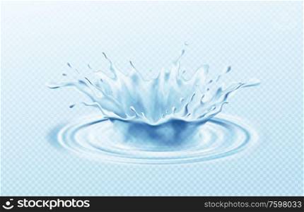 Water crown realistic illustration isolated on transparent blue background. The real effect of transparency. Vector illustration EPS10. Water crown realistic illustration isolated on transparent blue background. The real effect of transparency. Vector illustration