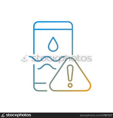 Water damage gradient linear vector icon. Fix liquid damaged mobile phone. Drop smartphone into water. Thin line color symbols. Modern style pictogram. Vector isolated outline drawing. Water damage gradient linear vector icon