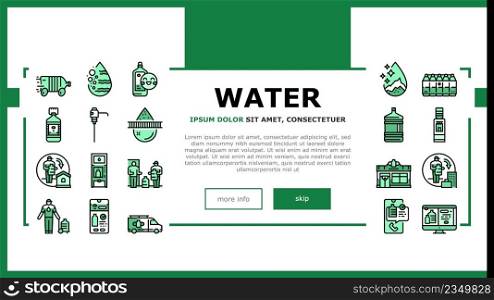 Water Delivery Service Business Landing Web Page Header Banner Template Vector. Water Delivery Service Worker Delivering Drink At Home And Office, Online Ordering In Smartphone . Illustration. Water Delivery Service Business Landing Header Vector