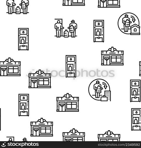 Water Delivery Service Business Vector Seamless Pattern Thin Line Illustration. Water Delivery Service Business Vector Seamless Pattern