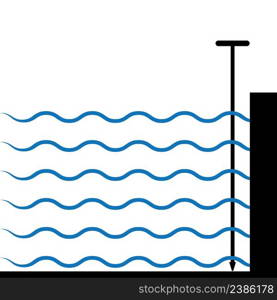 Water Depth Icon, Measure The Depth Of Shallow Waters Vector Art Illustration