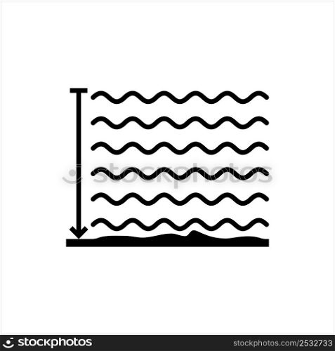 Water Depth Icon, Measure The Depth Of Shallow Waters Vector Art Illustration