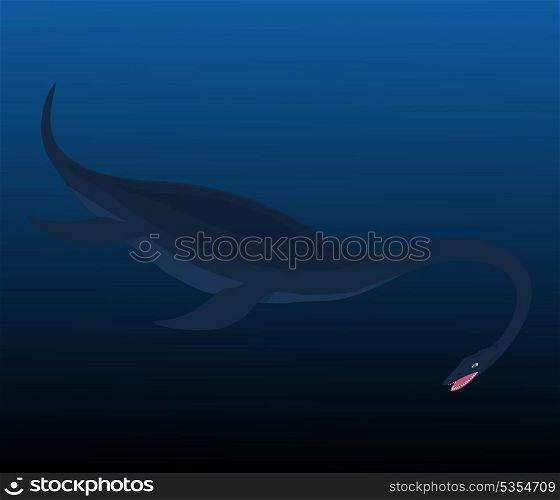 Water dinosaur. The water dinosaur floats in the sea. A vector illustration