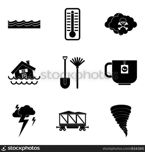 Water disaster icon set. Simple set of 9 water disaster vector icons for web design isolated on white background. Water disaster icon set, simple style