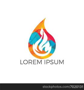 Water drop and fire logo design. Water drop restoration from burning logo design.