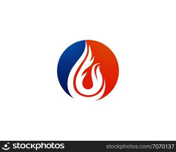 Water drop and fire logo template illustration