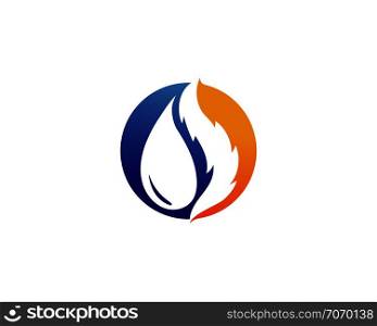 Water drop and fire logo template illustration
