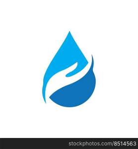 water drop and hand logo, environmental care and clean water saving icon,vector illustration template design.