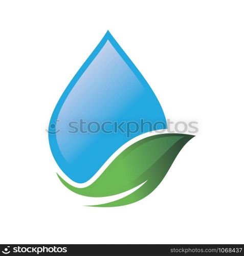 Water drop and leaf abstract vector logo design.