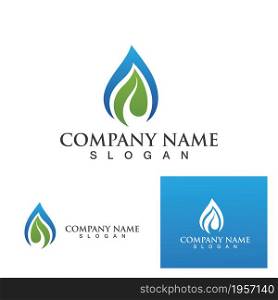 Water drop and leaf greeb Logo Template vector illustration design