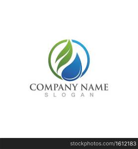 Water drop and leaf green Logo Template vector 