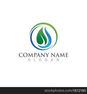 Water drop and leaf green Logo Template vector 