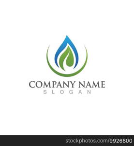 Water drop and leaf green Logo Template vector 