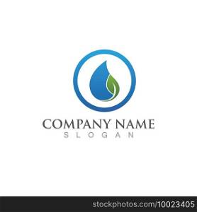 Water drop and leaf Logo Template vector design