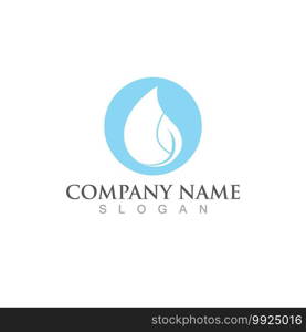 Water drop and leaf Logo Template vector design