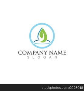 Water drop and leaf Logo Template vector design