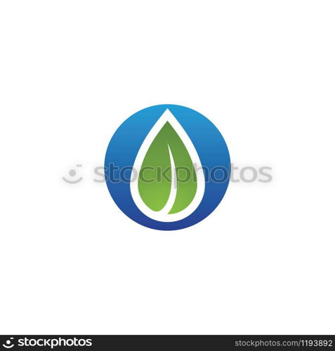 Water drop and leaf symbol Logo Template vector illustration design