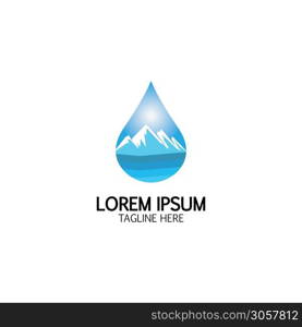 Water drop and mountain logo template illustration - Vector