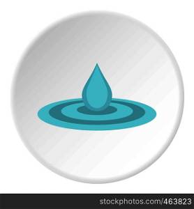 Water drop and spill icon in flat circle isolated vector illustration for web. Water drop and spill icon circle