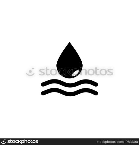 Water Drop and Waves, Raindrop . Flat Vector Icon illustration. Simple black symbol on white background. Water Drop and Waves, Raindrop sign design template for web and mobile UI element. Water Drop and Waves, Raindrop Flat Vector Icon