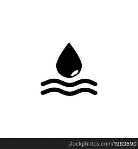 Water Drop and Waves, Raindrop . Flat Vector Icon illustration. Simple black symbol on white background. Water Drop and Waves, Raindrop sign design template for web and mobile UI element. Water Drop and Waves, Raindrop Flat Vector Icon