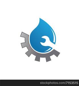 Water drop and wrench vector logo design. Sanitary logo vector symbol icon.